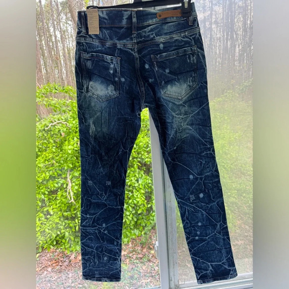 Evolution in Design 18 NWT Distressed Biker Repaired slim blue jeans. Mid rise. - Picture 7 of 11